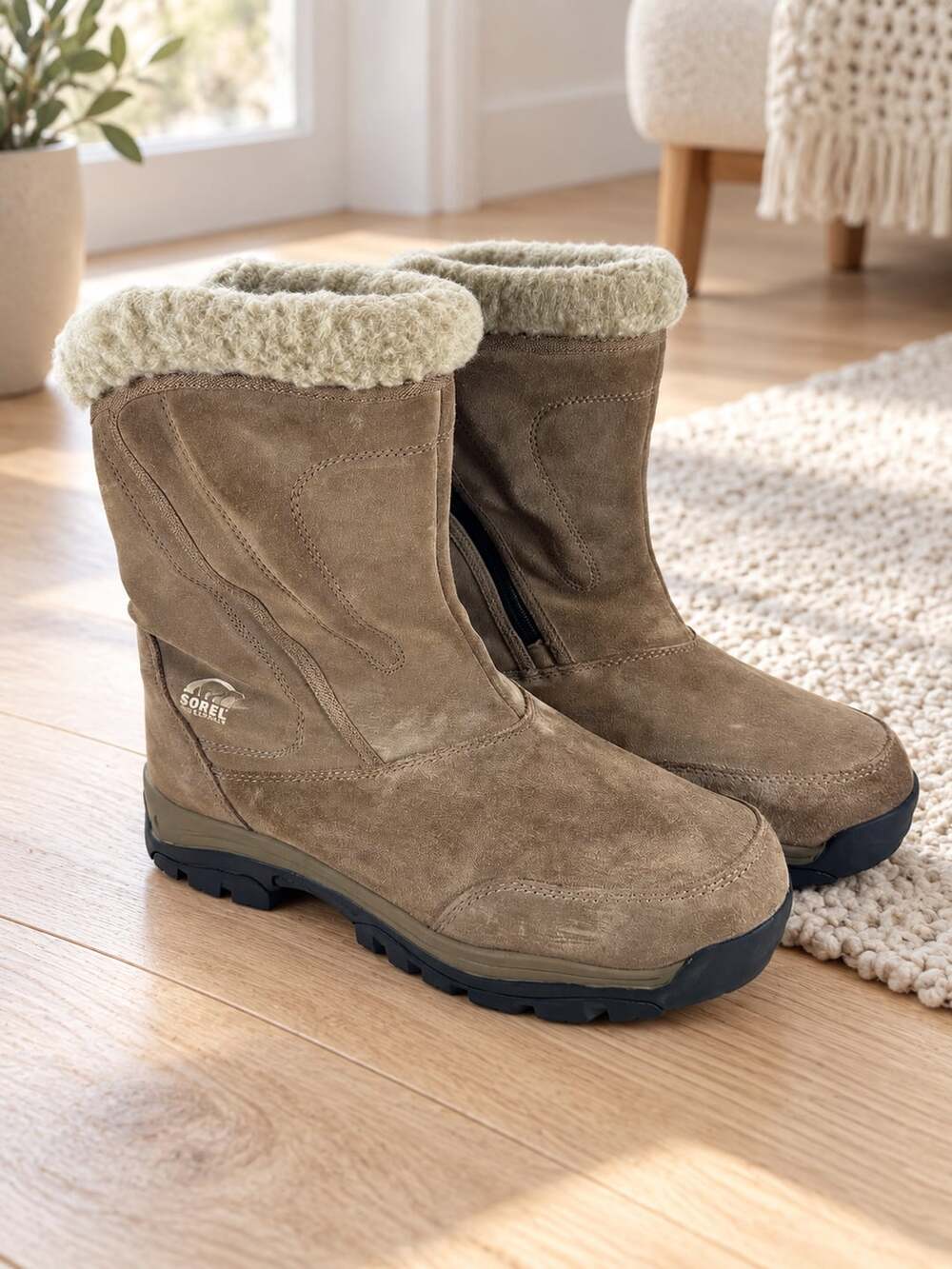 Sorel Waterfall Women’s Waterproof Suede Winter Boots Tan Thinsulate 10